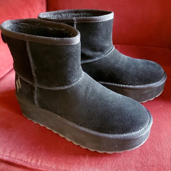 Skechers Keepsakes Stacked Women's Platform Suede Pull-on Boots, Size 7, Black - Picture 1 of 15